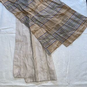 Lot of 2 Neutral Elegant Tan and Cream Striped Women's Scarfs Head Wraps